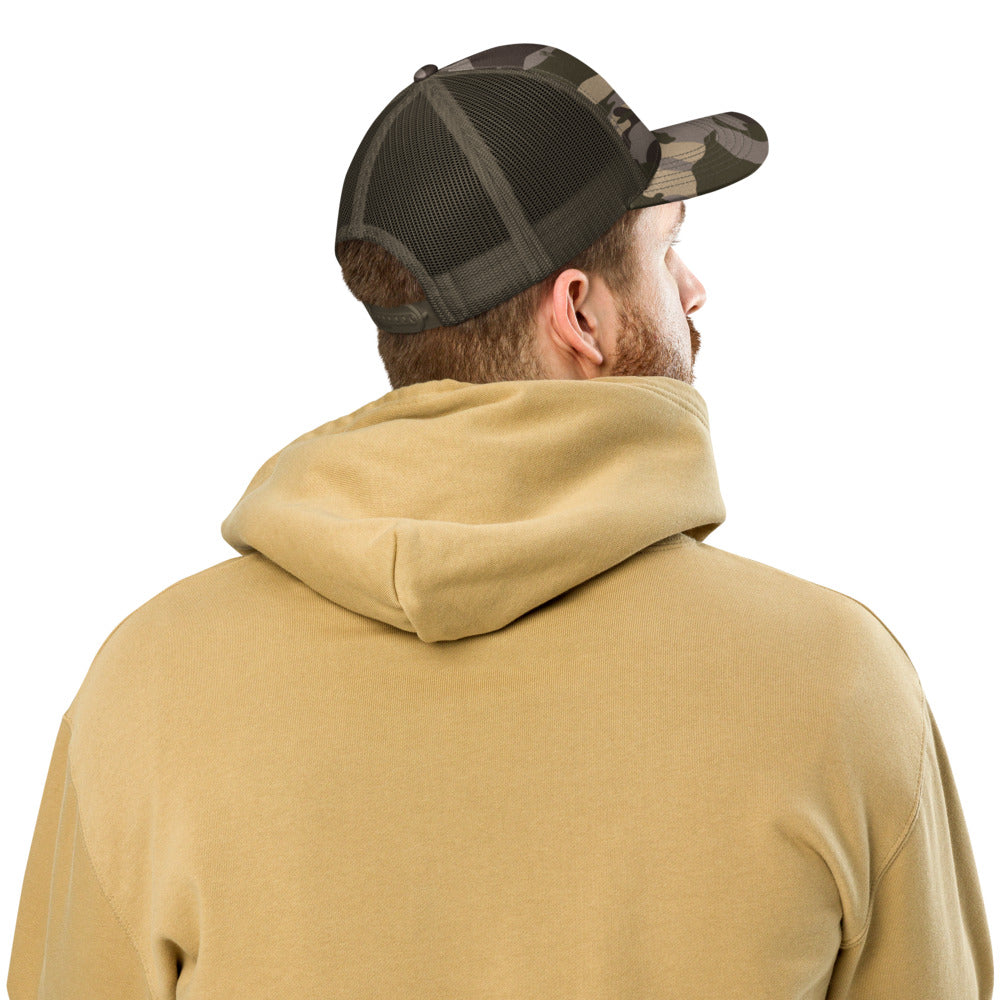 Combat Textiles Field Cap — Camo — Camo / Olive, worn, back — Combat Textiles