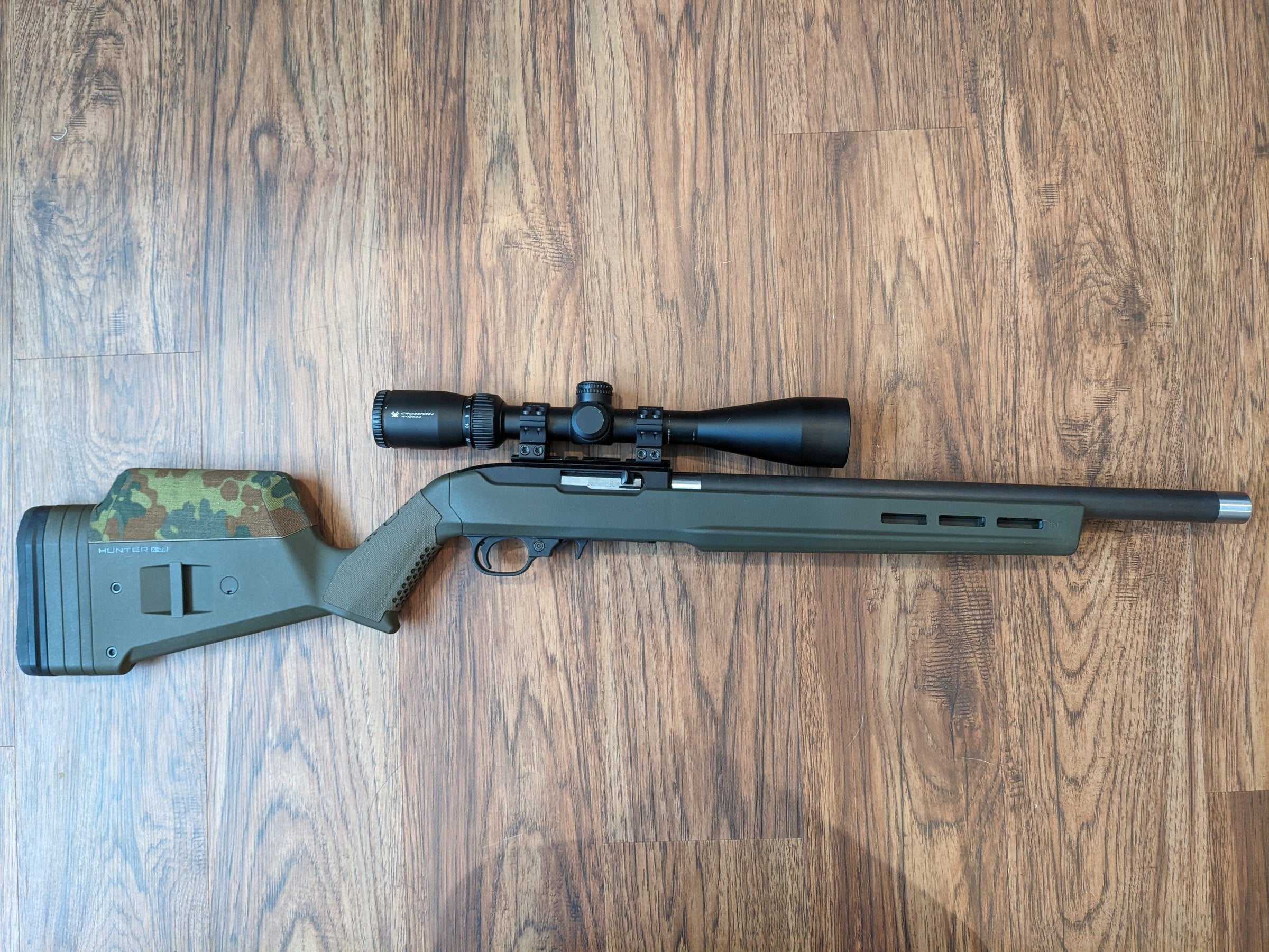 Ruger 10/22 in a Magpul Hunter X-22 stock with Cordura 1000D cheek riser and grip wraps — Combat Textiles