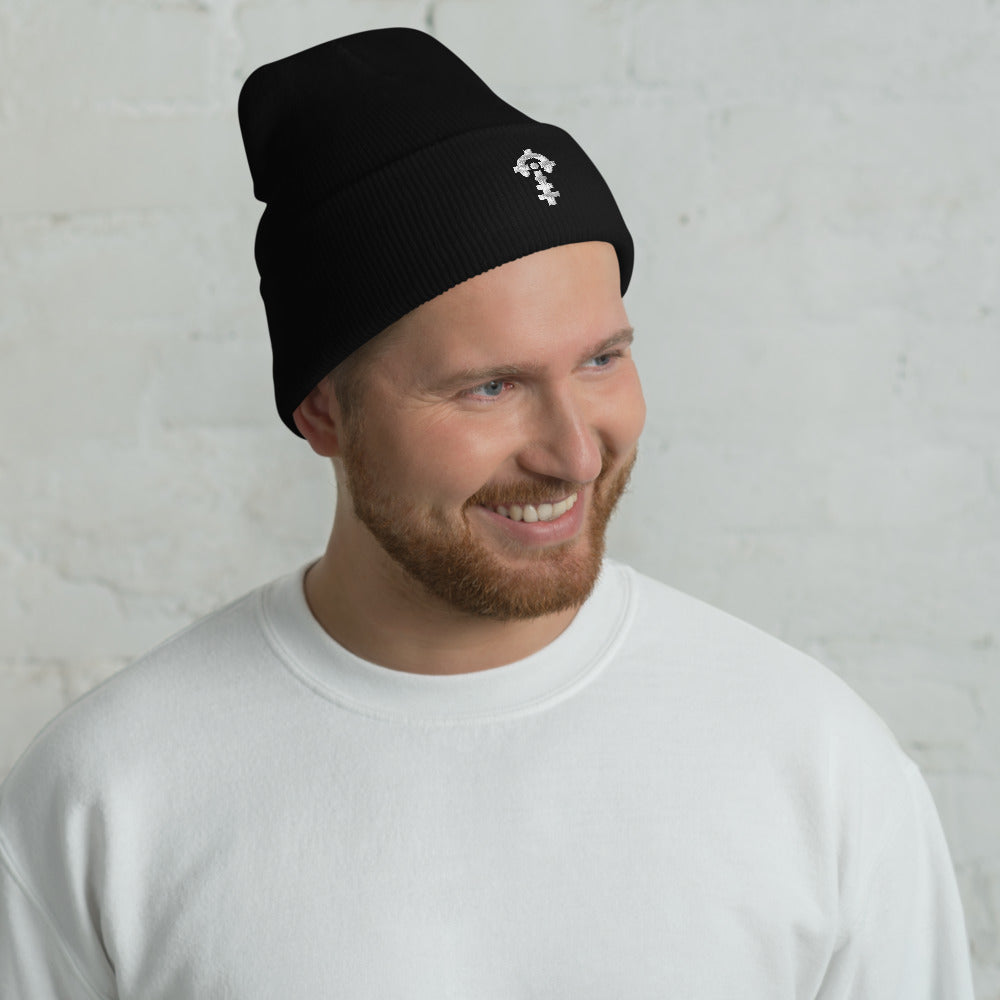 Combat Textiles Watch Cap — Black, worn, front — Combat Textiles