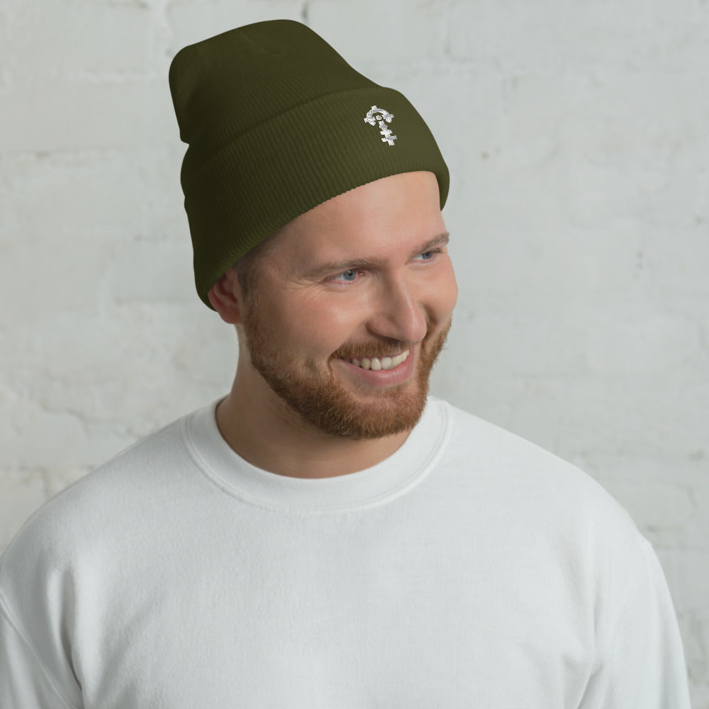 Combat Textiles Watch Cap — Olive, worn, front — Combat Textiles