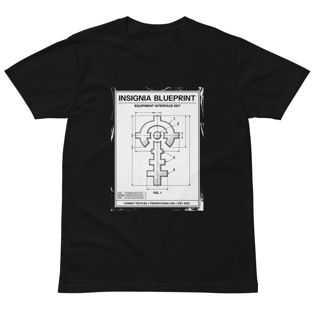 Insignia Blueprint Tee — Black, front — Combat Textiles