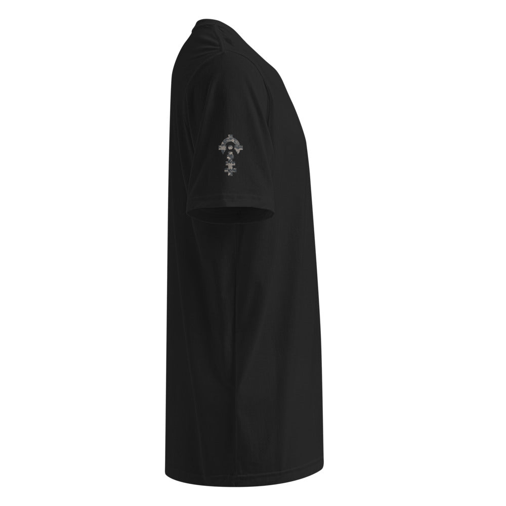 Combat Textiles Alpha T-Shirt — Black, right sleeve detail — Combat Textiles