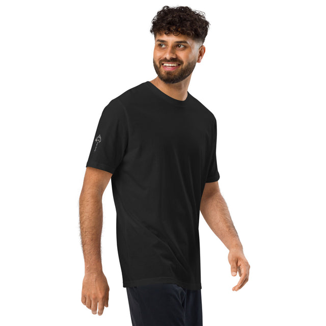 Combat Textiles Alpha T-Shirt — Black, worn, right sleeve mark — Combat Textiles