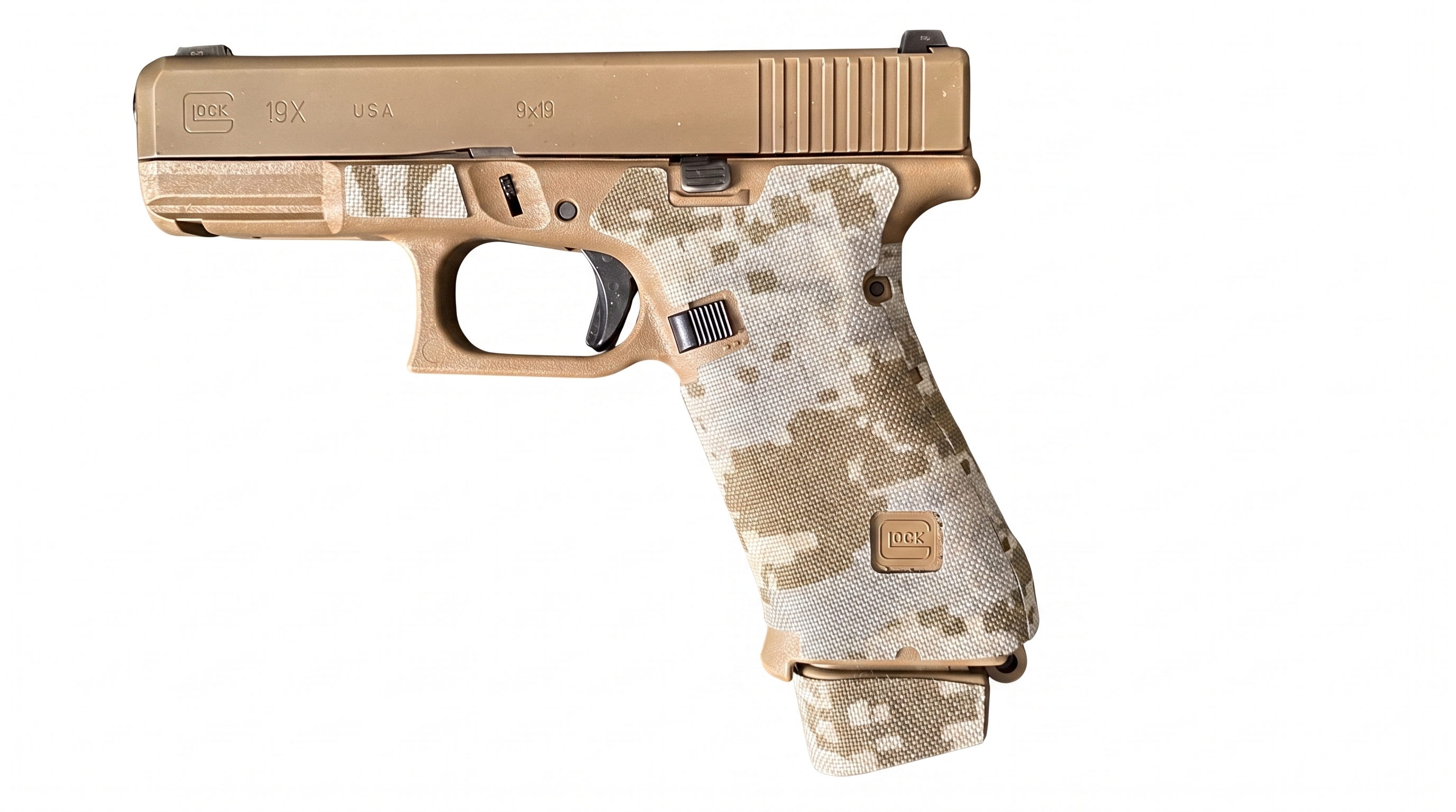 Glock 19X Cordura 1000D grip wrap in ACU Desert — Combat Textiles