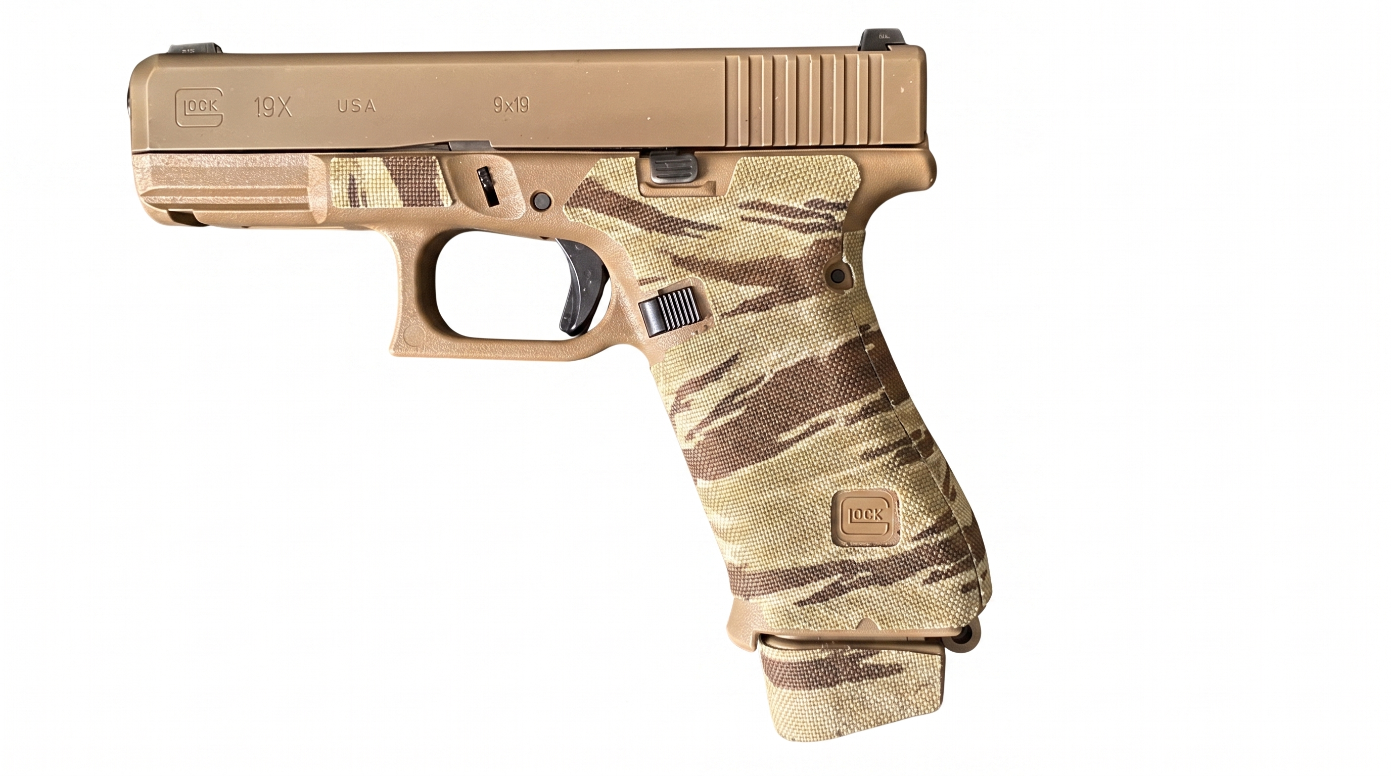 Glock 19X Cordura 1000D grip wrap in Tiger Stripe Desert — Combat Textiles