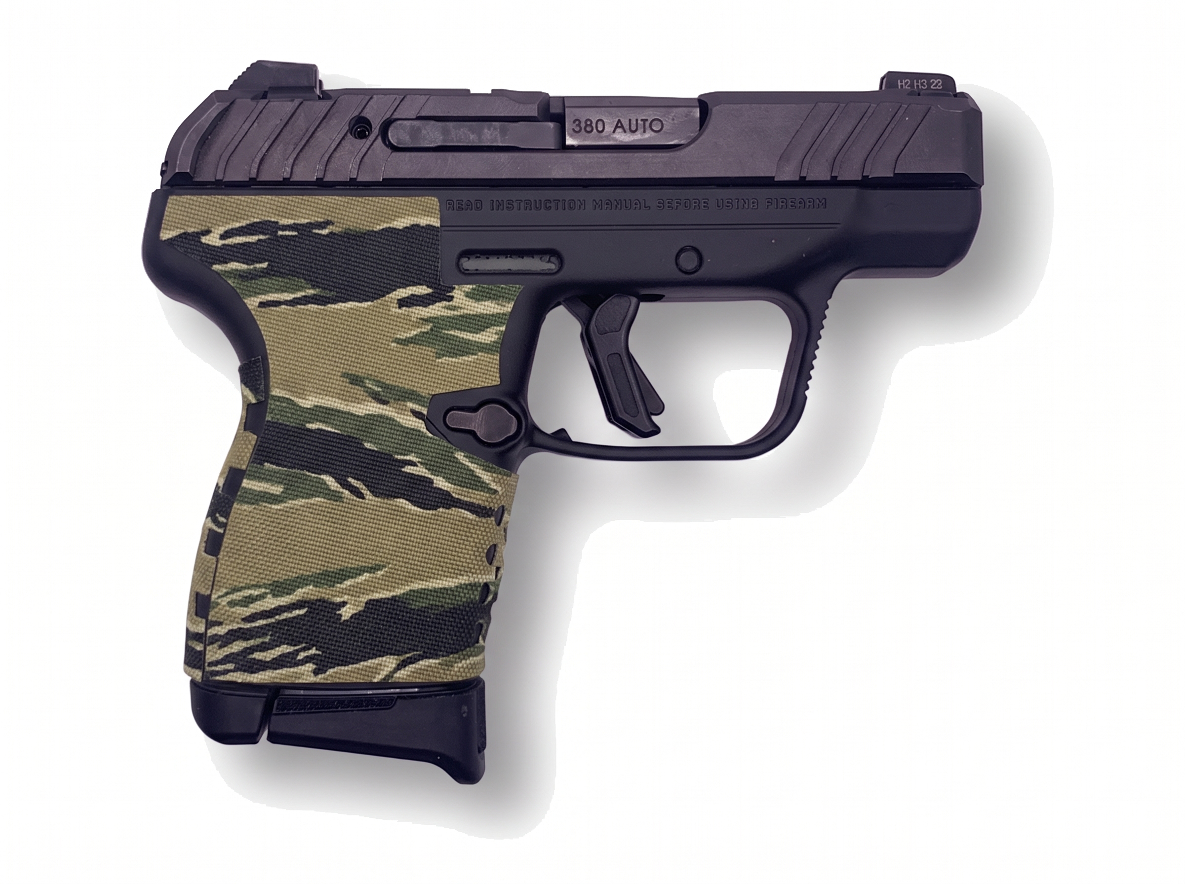 Ruger LCP MAX grip, Cordura 1000D in Tiger Stripe (Green/Black) - Combat Textiles