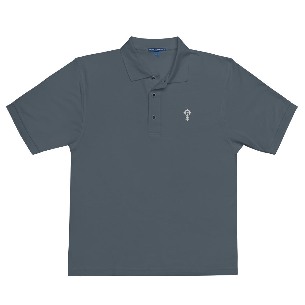 Combat Textiles Polo — Embroidered — Steel Grey, front — Combat Textiles