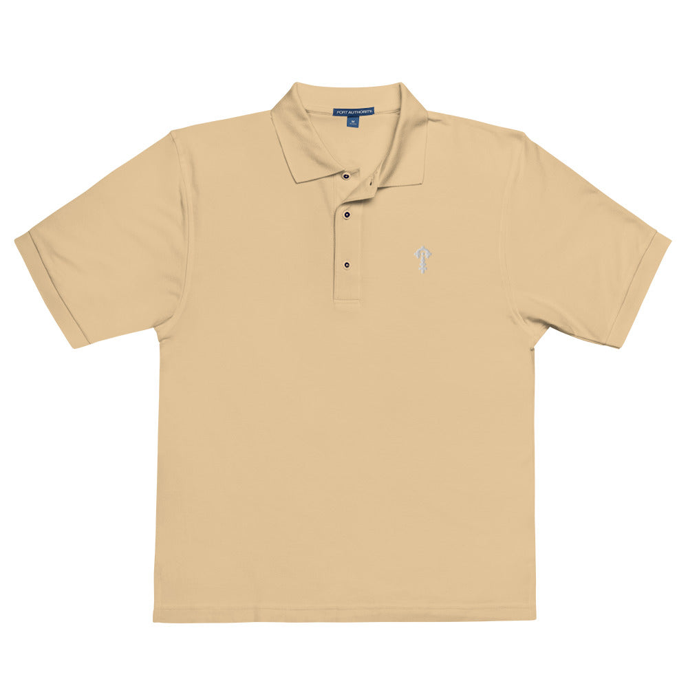 Combat Textiles Polo — Embroidered — Stone, front — Combat Textiles