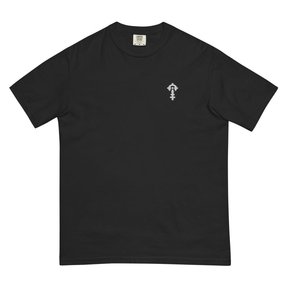 Combat Textiles Classic Tee — Embroidered — Black, flat, front — Combat Textiles