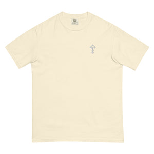Combat Textiles Classic Tee — Embroidered — Ivory, flat, front — Combat Textiles