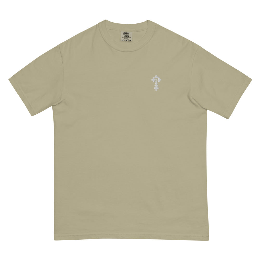 Combat Textiles Classic Tee — Embroidered — Khaki, flat, front — Combat Textiles