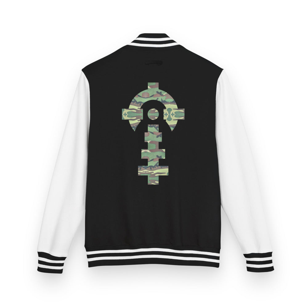 Combat Textiles Varsity Jacket — Black / White, back — Combat Textiles