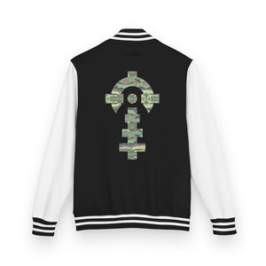 Combat Textiles Varsity Jacket — Black / White, back — Combat Textiles