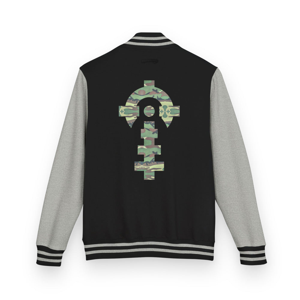 Combat Textiles Varsity Jacket — Black / Grey, back — Combat Textiles