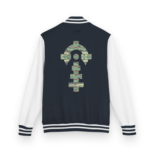 Combat Textiles Varsity Jacket — Navy / White, back — Combat Textiles
