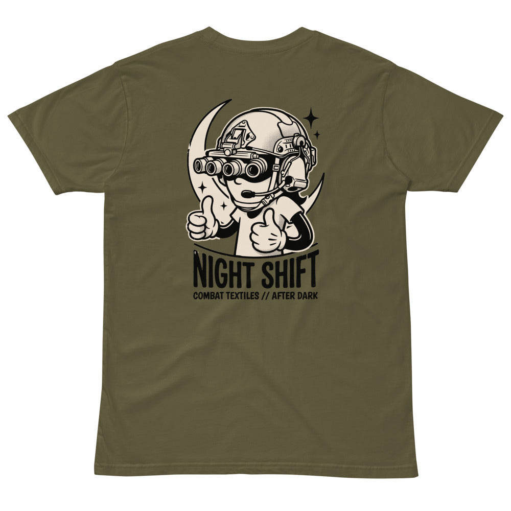 Night Shift Tee — Military Green, back — Combat Textiles