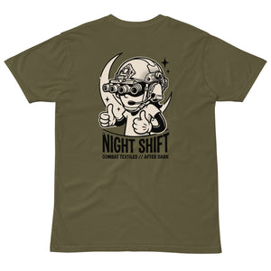 Night Shift Tee — Military Green, back — Combat Textiles