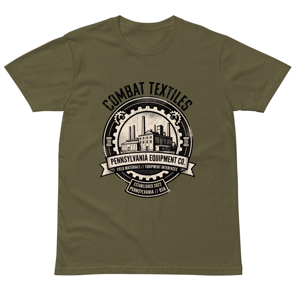Pennsylvania Equipment Co. Tee — Military Green, front — Combat Textiles
