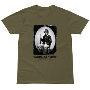 Wrong Century Tee — Pennsylvania 1863 — Military Green, front — Combat Textiles