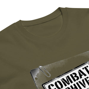 Combat Archives Tee — Military Green, print detail — Combat Textiles