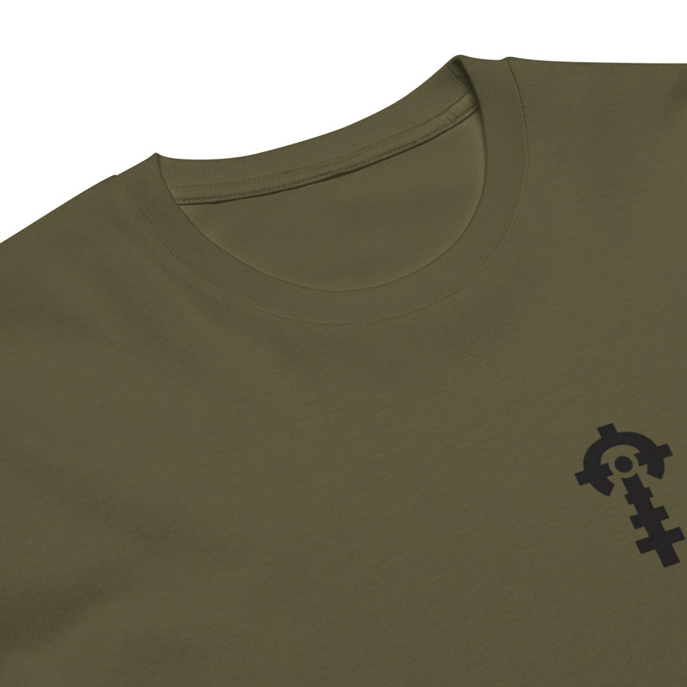 Night Shift Tee — Military Green, print detail — Combat Textiles