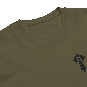 Night Shift Tee — Military Green, print detail — Combat Textiles