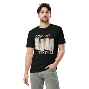 American Hardcore Tee — Black, worn, front — Combat Textiles