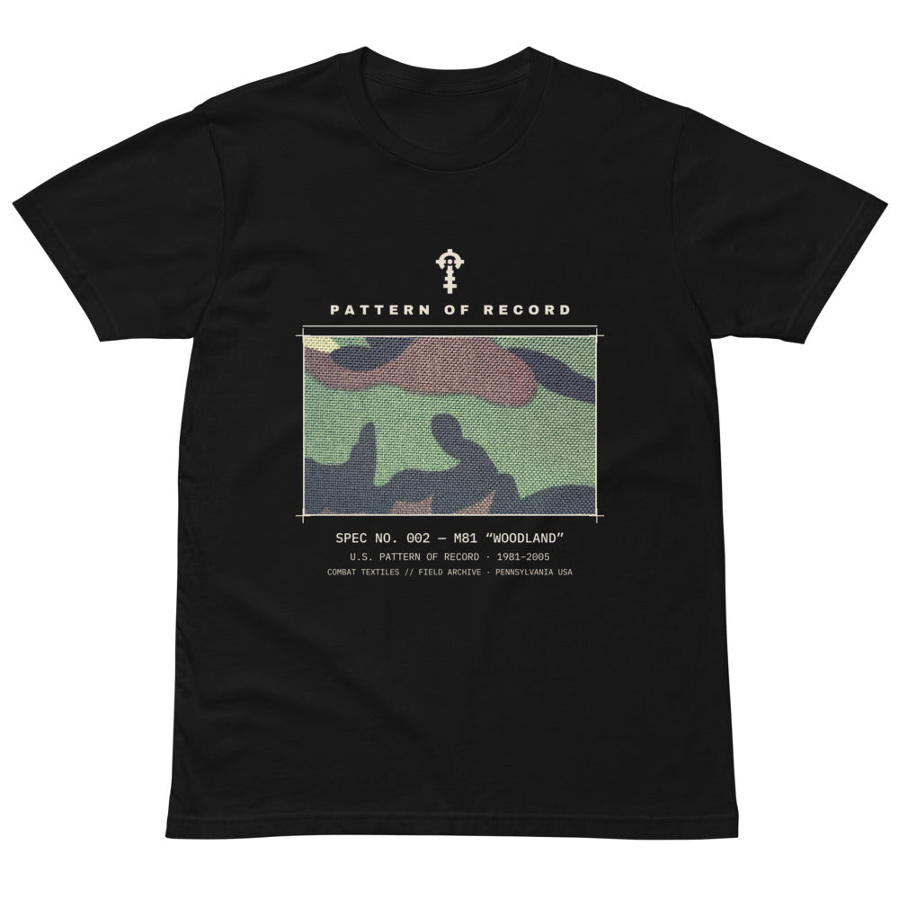 Pattern of Record Tee — No. 002 M81 Woodland, front — Combat Textiles