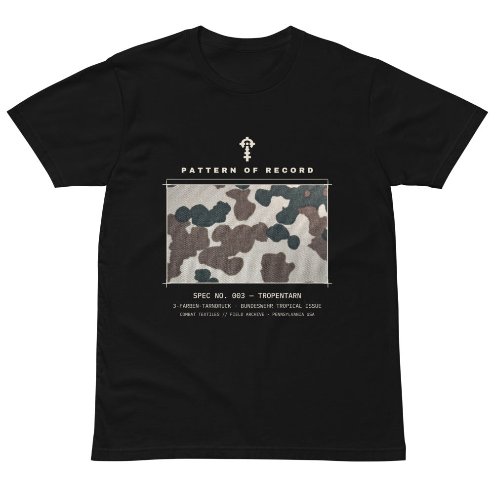 Pattern of Record Tee — No. 003 Tropentarn, front — Combat Textiles