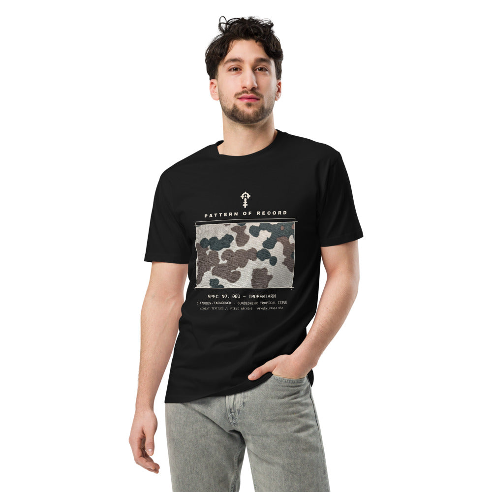 Pattern of Record Tee — No. 003 Tropentarn, worn, front — Combat Textiles