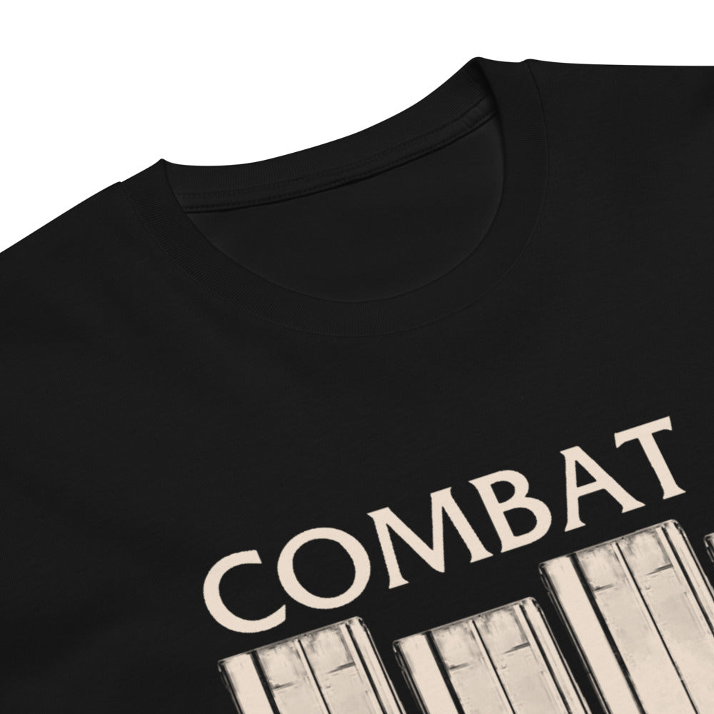 American Hardcore Tee — Black, print detail — Combat Textiles