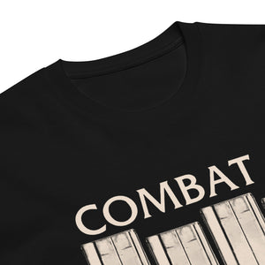American Hardcore Tee — Black, print detail — Combat Textiles