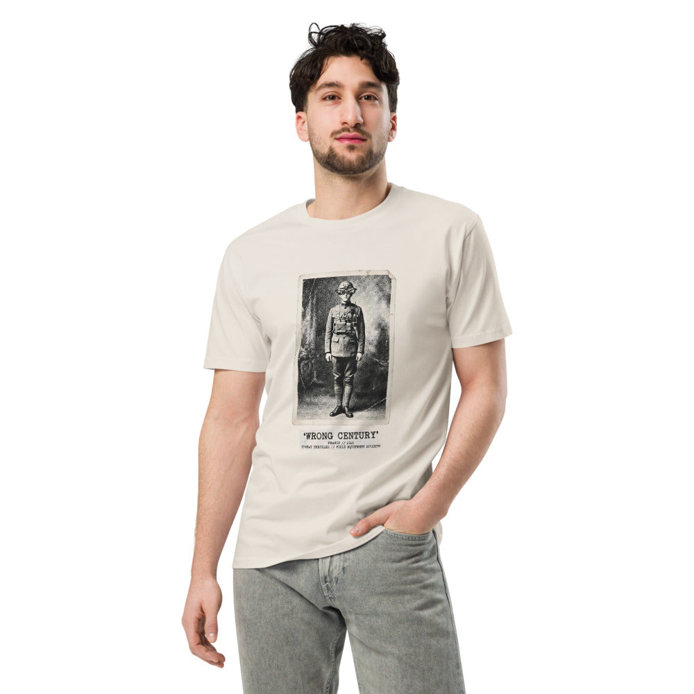 Wrong Century Tee — France 1918 — Sand, worn, front — Combat Textiles
