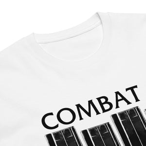 American Hardcore Tee — White, print detail — Combat Textiles