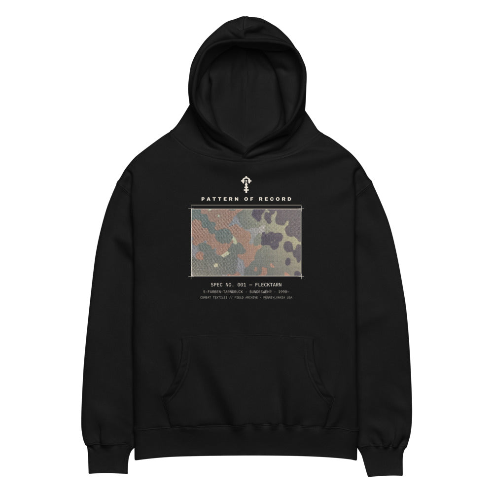 Pattern of Record Field Hoodie — Spec No. 001 Flecktarn, front
