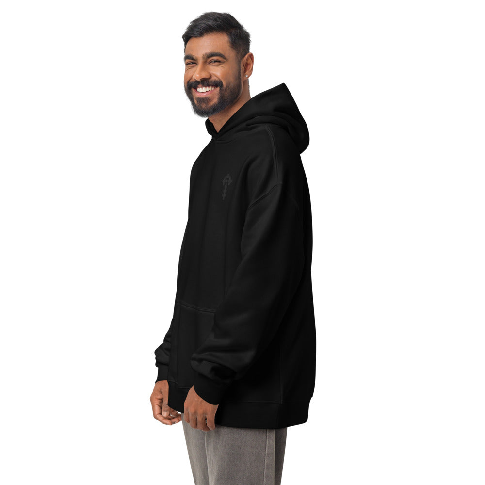 Combat Textiles Blackout Hoodie — Black, worn, three-quarter — Combat Textiles