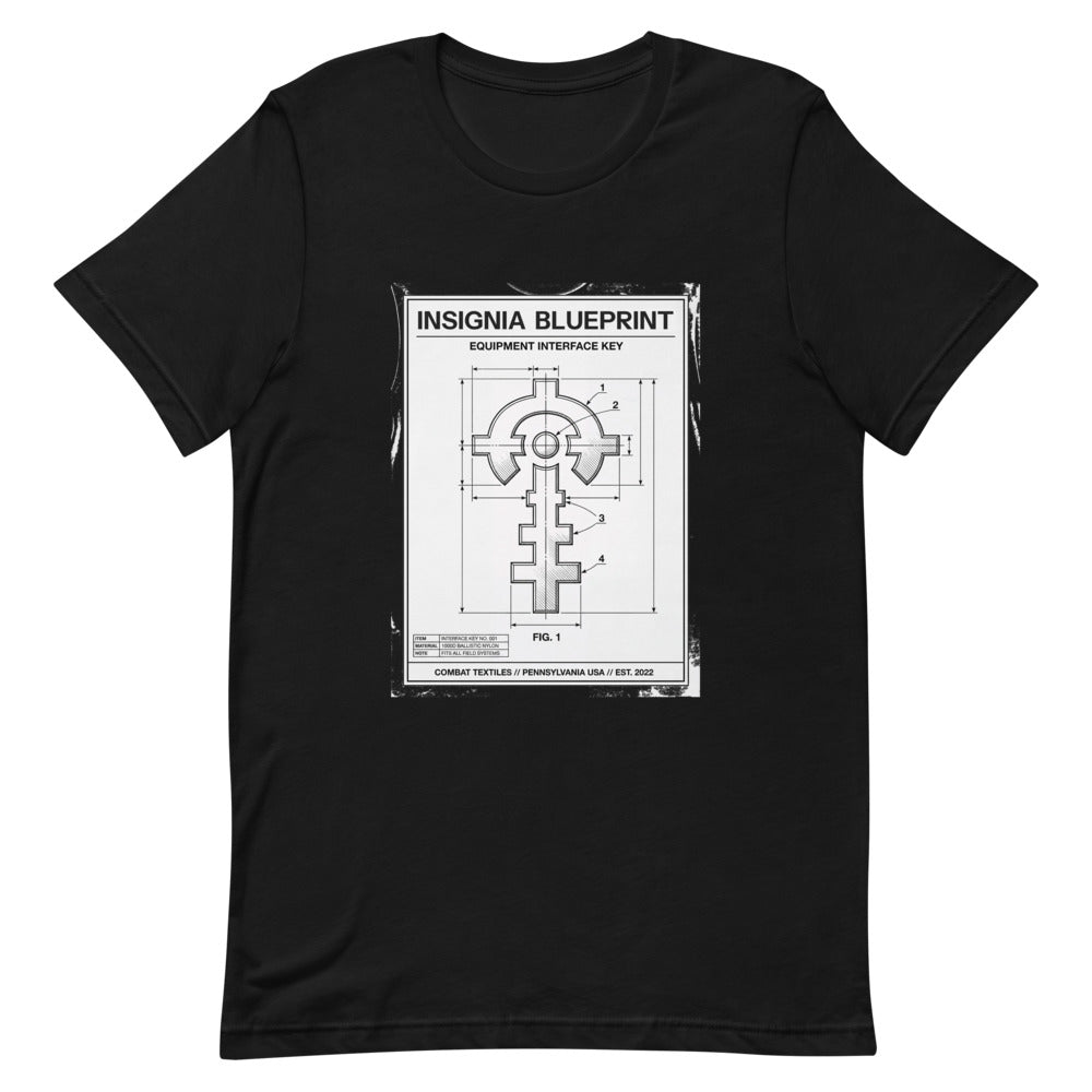 Insignia Blueprint Tee — Black, front — Combat Textiles