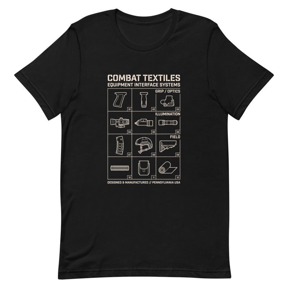 The Grid Tee — Black, front — Combat Textiles