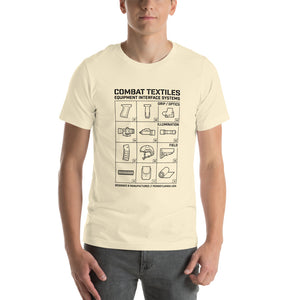 The Grid Tee — Natural, worn, front — Combat Textiles
